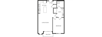a floor plan of a 1 bedroom apartment