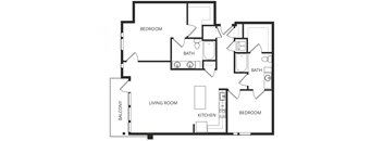 a floor plan of a home with two bedrooms and two bathrooms