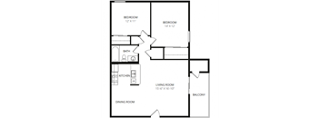 a floor plan of a 1 bedroom apartment