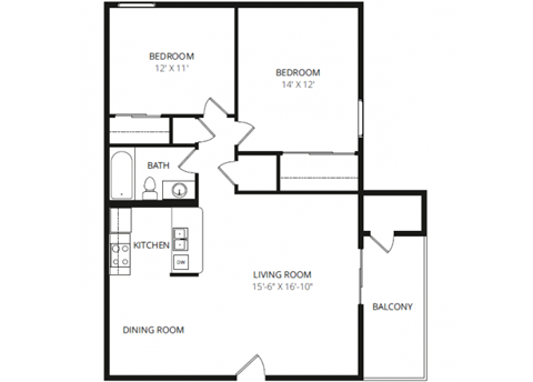 a floor plan of a 1 bedroom apartment