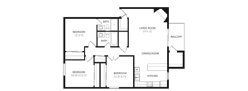 a floor plan of a two bedroom apartment