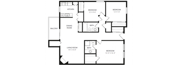 a floor plan of a home with two bedrooms and two bathrooms