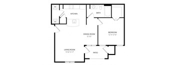 a floor plan of a home with a small kitchen and a living room