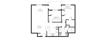 a floor plan of a home with two bedrooms and two bathrooms