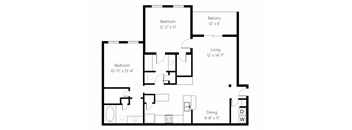 a floor plan of a bedroom apartment
