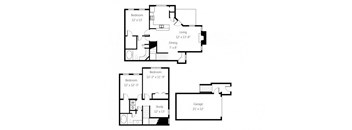 a floor plan of a home with three bedrooms and two bathrooms