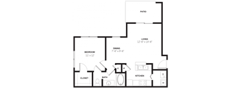 a floor plan of a 1 bedroom apartment