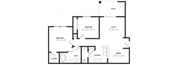 a floor plan of a 1 bedroom apartment