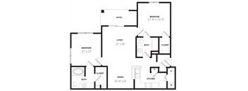 a floor plan of a bedroom apartment