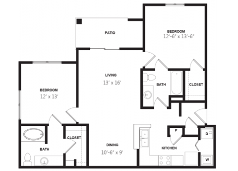 a floor plan of a bedroom apartment