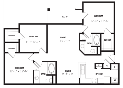 a floor plan of a bedroom apartment