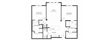 a floor plan of a home with two bedrooms and two bathrooms
