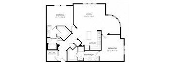 a floor plan of a home with two bedrooms and two bathrooms