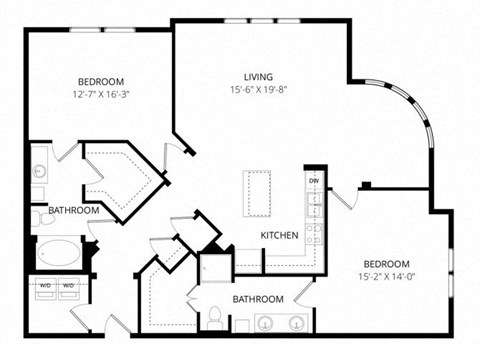 a floor plan of a home with two bedrooms and two bathrooms