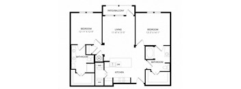 a floor plan of a home with two bedrooms and two bathrooms