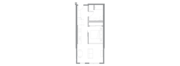 a floor plan of a small apartment with a bedroom and a living room