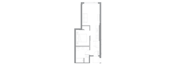 a floor plan of a small apartment with a bedroom and a living room