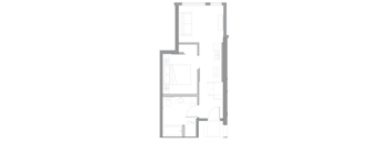 a floor plan of a small house with a bedroom and a living room