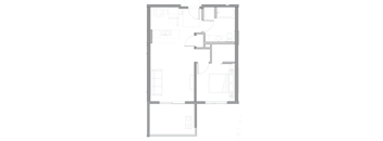 a floor plan of a small house with a bedroom and a living room