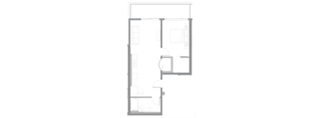 a floor plan of a small house with a bedroom and a living room