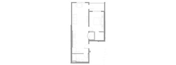 a floor plan of a small house with a bedroom and a living room