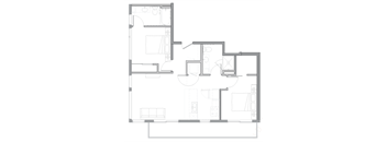 floor plan of the apartment with living room and kitchen