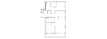 floor plan of the apartment with living room and dining room and kitchen