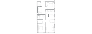a floor plan of a small apartment with a bedroom and a living room
