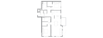 floor plan of the apartment with living room and kitchen