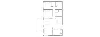 a floor plan of a small house with a bedroom and a living room