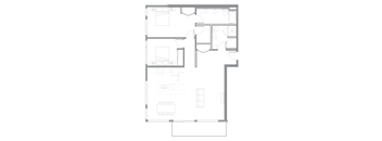 floor plan of the living room and kitchen of a small house