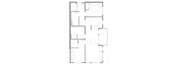 floor plan of the small apartment with living room and kitchen