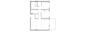 floor plan of the apartment with living room and kitchen