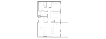 a floor plan of a small house with a bedroom and a living room