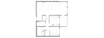 a floor plan of a small house with a bedroom and a living room