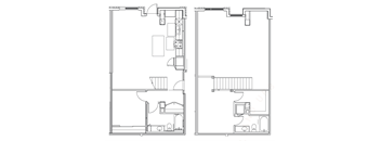 a floor plan of a small house with a bedroom and a living room