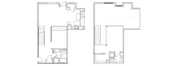 a floor plan of a small house with a bedroom and a living room
