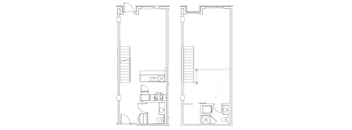 a floor plan of a small house with a bedroom and a living room