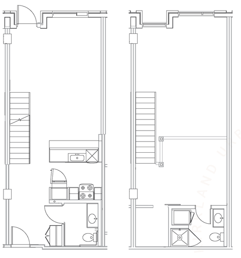 a floor plan of a small house with a bedroom and a living room