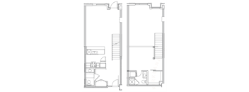 a floor plan of a small house with a bedroom and a living room