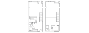 a floor plan of a small house with a bedroom and a living room