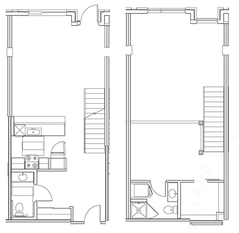 a floor plan of a small house with a bedroom and a living room