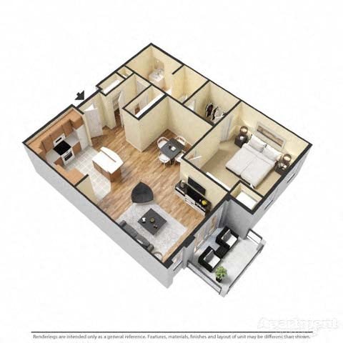 a floor plan with a bedroom and a living room