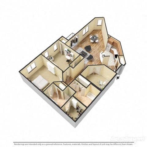 a 3 bedroom floor plan for a 2100 square foot apartment
