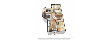 3d floor plan for a small apartment
