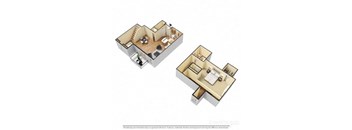 two floor plans with a bedroom and a living room