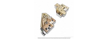 a bedroom and a living room are shown in this floor plan
