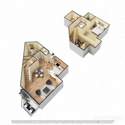 a bedroom and a living room are shown in this floor plan