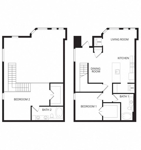 a plan of a living room with a dining room and a kitchen