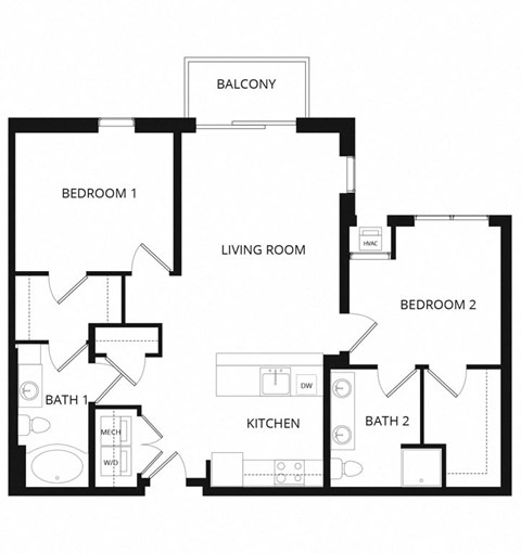 a floor plan of a living room and a kitchen